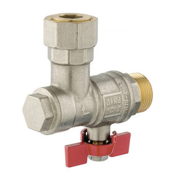 Zawór kulowy kątowy z filtrem z półśrubunkiem nakrętno-wkrętny z motylkiem 3/4" FERRO KFMF2SGK