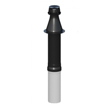 PP-AL 60/100 mm vertikálny koaxiálny vývod so svorkou čierny Ricom PP60/100DDBS
