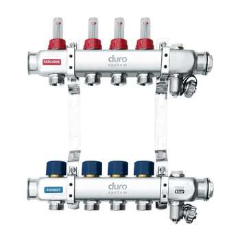 Podlahový rozdeľovač 1" Duro System R-8 INOX sekcia D/S-RN-OP-8