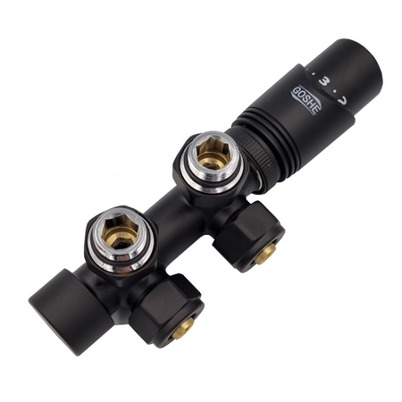 Zestaw termostatyczny kątowy Combo czarny mat Goshe 0300.318