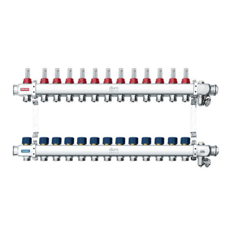 Podlahový rozdeľovač 1" Duro System R-16 INOX sekcia D/S-RN-OP-16