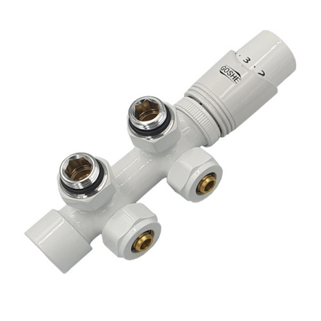 Zestaw termostatyczny kątowy Combo biały Goshe 0300.317