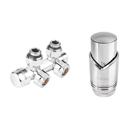 Dekoracyjny zestaw termostatyczny zespolony kątowy 1/2" chrom Ferro ZTD30CR