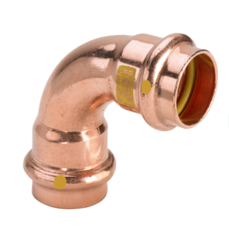 Medené kompresné koleno s dvojitým hrdlom 18 mm 90 stupňov. Plyn/voda Frabo RS9002018018000