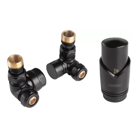 Dekoracyjny zestaw termostatyczny osiowy 1/2" czarny Ferro ZTO30BL
