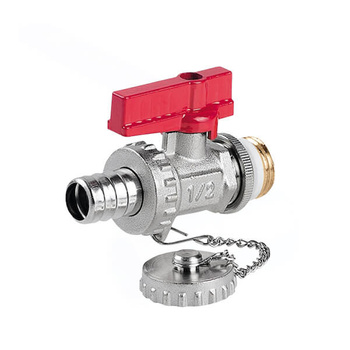 Guľový kohút Mini 1809 s vypúšťacou vývodkou 1/2" PN16 červený Perfexim 20-205-0150-000